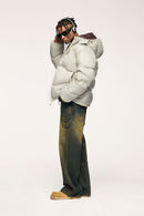 Packable Loose-Fit Hooded Down Jacket - Apricot