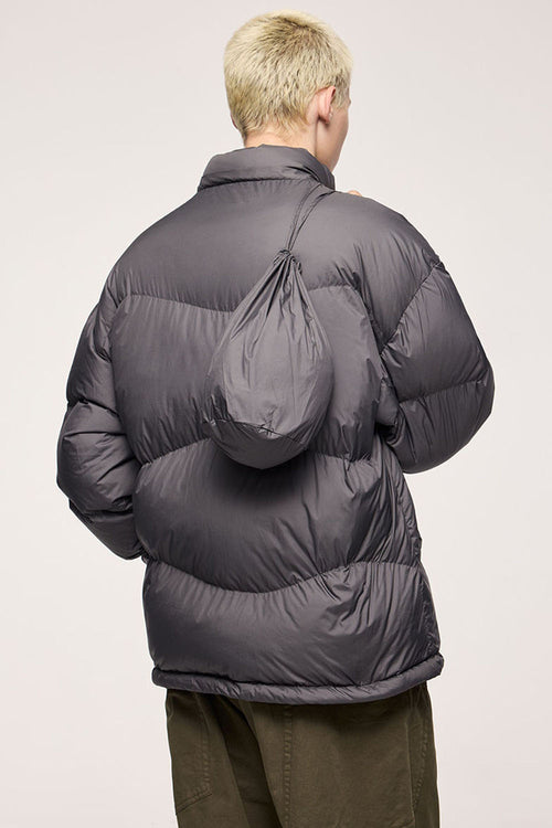 Packable Loose-Fit Hooded Down Jacket - Dark Gray
