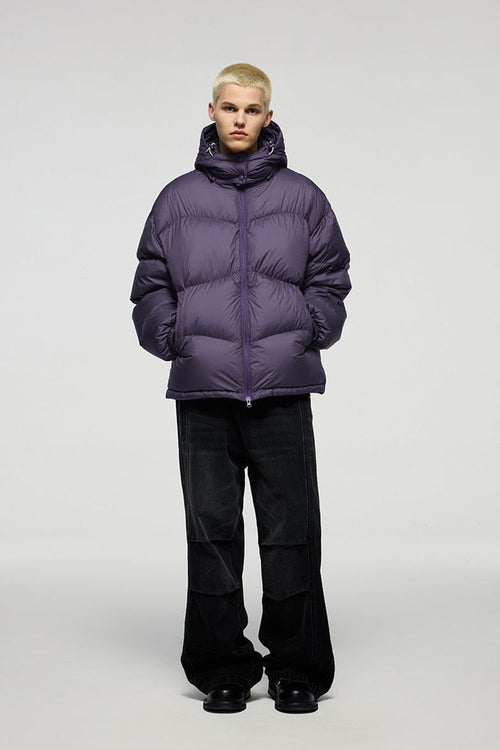 Packable Loose-Fit Hooded Down Jacket - Purple