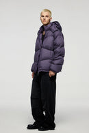 Packable Loose-Fit Hooded Down Jacket - Purple