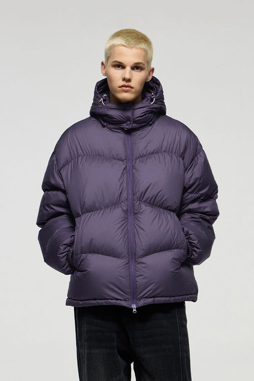 Packable Loose-Fit Hooded Down Jacket - Purple