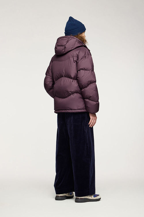 Packable Loose-Fit Hooded Down Jacket - Burgundy