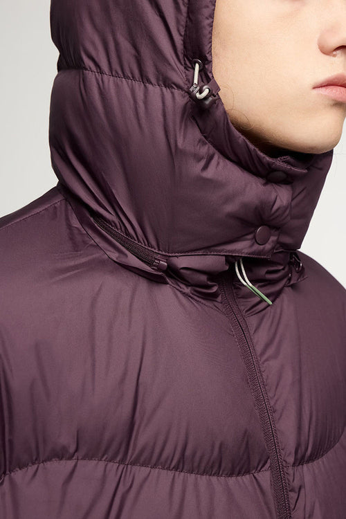 Packable Loose-Fit Hooded Down Jacket - Burgundy