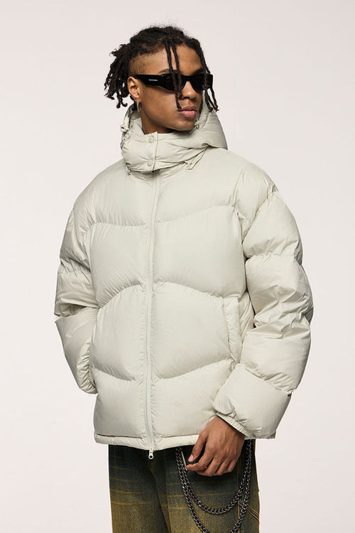 Packable Loose-Fit Hooded Down Jacket - Apricot