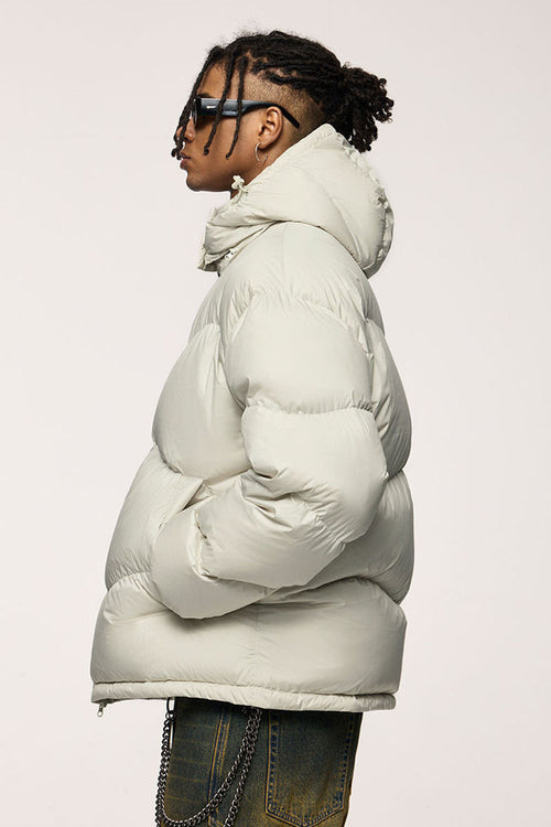 Packable Loose-Fit Hooded Down Jacket - Apricot