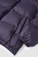 Packable White Duck Down Hooded Puffer Jacket in Purple - cuff detail