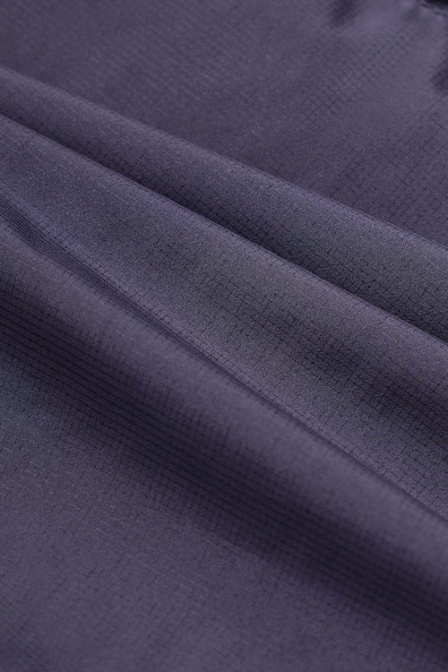 Packable White Duck Down Hooded Puffer Jacket in Purple - fabric texture close-up