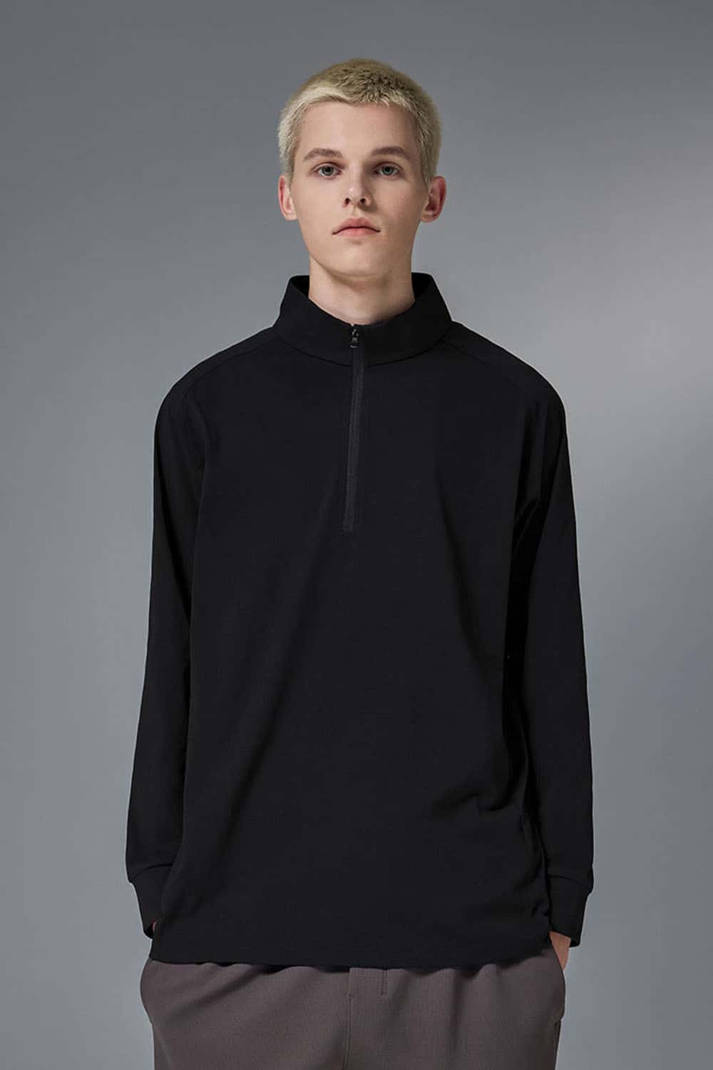 Reversible Quick-Dry Half-Zip Pullover - Black