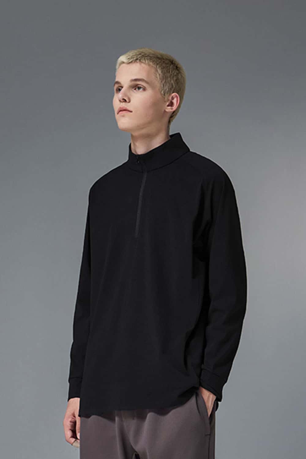 Reversible Quick-Dry Half-Zip Pullover - Black