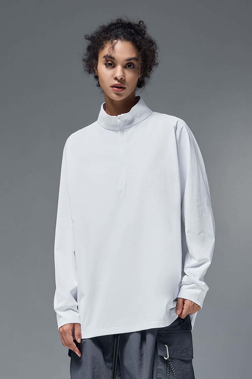 Reversible Quick-Dry Half-Zip Pullover - White