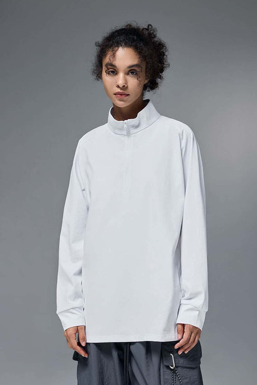 Reversible Quick-Dry Half-Zip Pullover - White