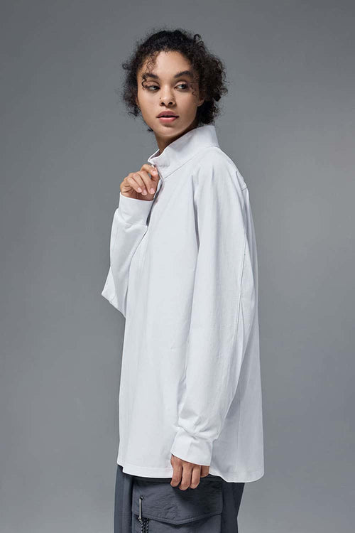 Reversible Quick-Dry Half-Zip Pullover - White