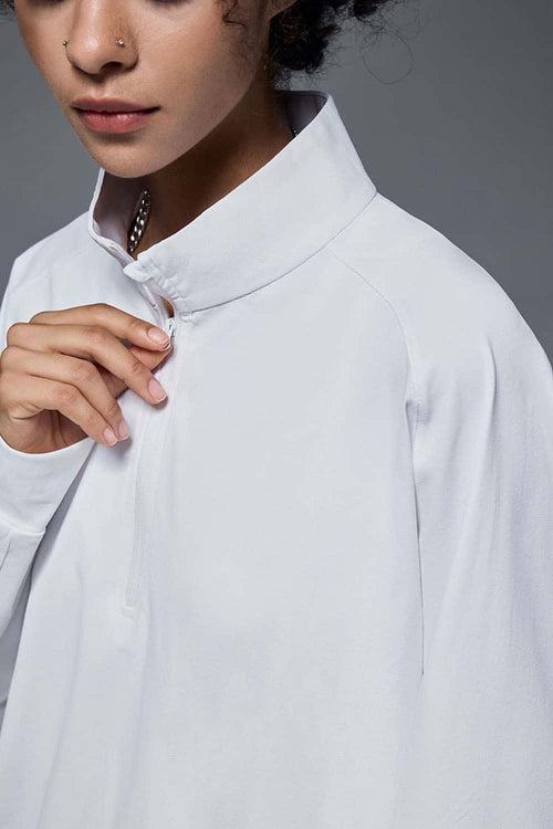 Reversible Quick-Dry Half-Zip Pullover - White