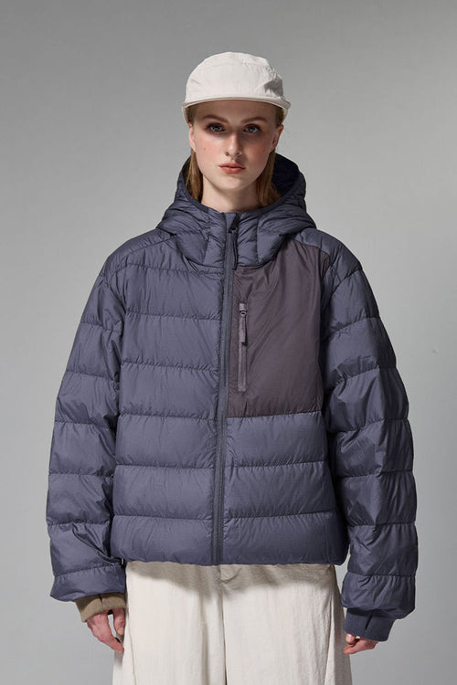 Lightweight Hooded Puffer Jacket - Purple
