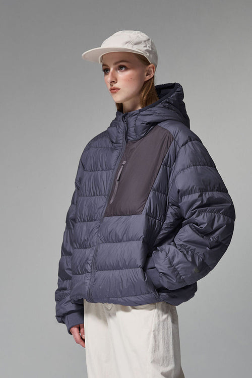 Lightweight Hooded Puffer Jacket - Purple