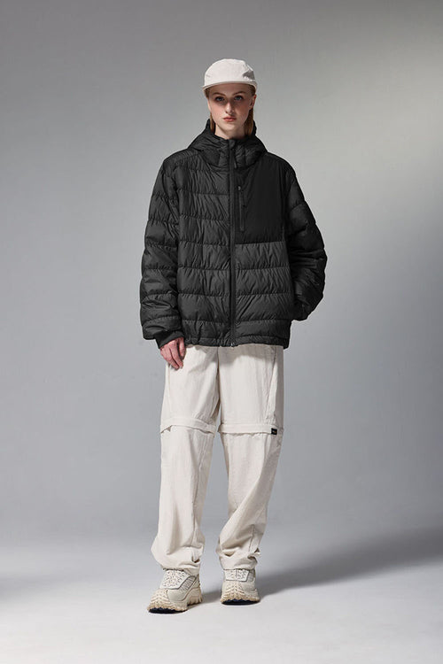 Lightweight Hooded Puffer Jacket - Black