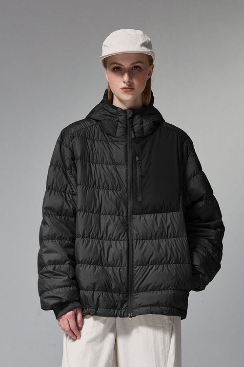 Lightweight Hooded Puffer Jacket - Black