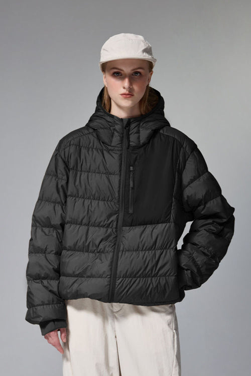 Lightweight Hooded Puffer Jacket - Black