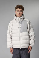 Lightweight Hooded Puffer Jacket - Grayish White
