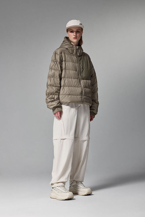 Lightweight Hooded Puffer Jacket - Brown