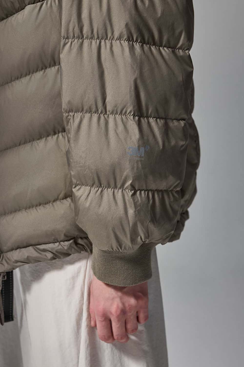 Waterproof White Duck Down Hooded Puffer Jacket in Brown - cuff detail