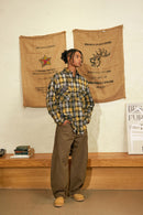 Vintage Washed Curved Cargo Pants - Khaki