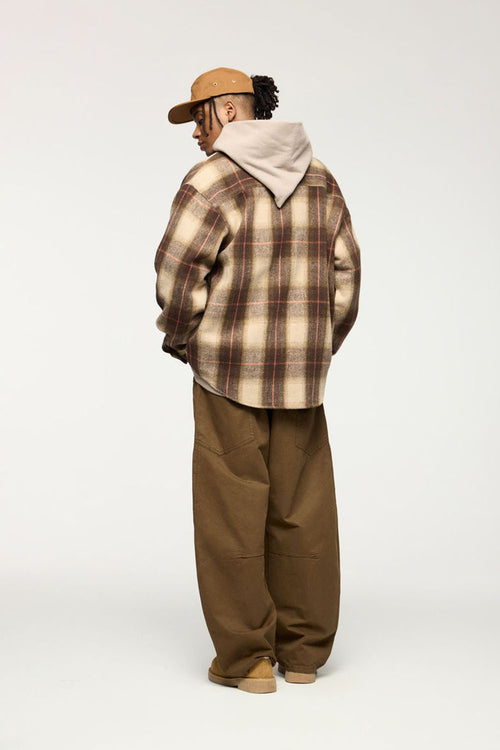 Vintage Washed Curved Cargo Pants - Khaki