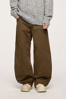 Vintage Washed Curved Cargo Pants - Khaki