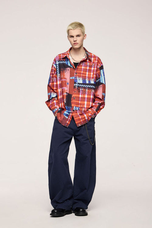 Vintage Washed Curved Cargo Pants - Royal Blue