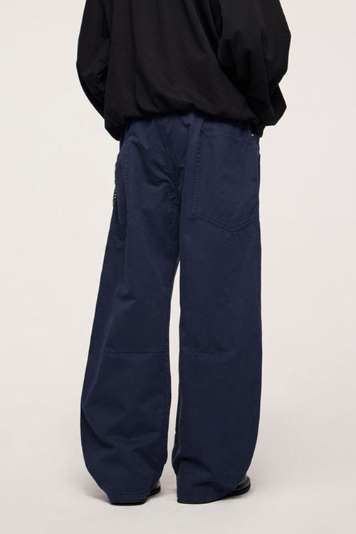 Vintage Washed Curved Cargo Pants - Royal Blue