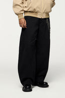 Vintage Washed Curved Cargo Pants - Black