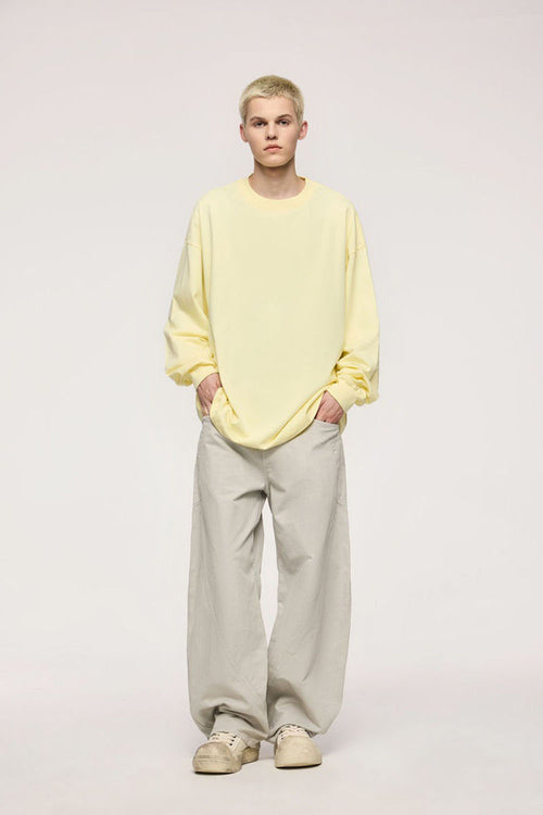Vintage Washed Curved Cargo Pants - Apricot