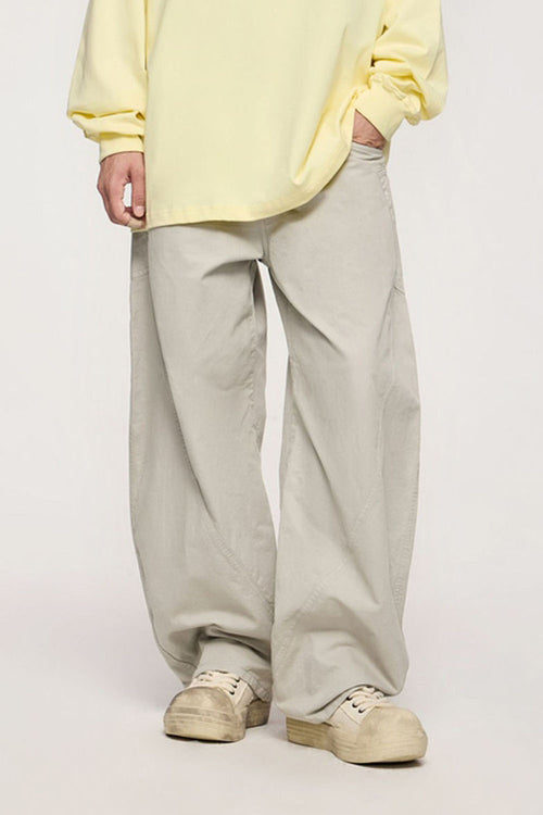 Vintage Washed Curved Cargo Pants - Apricot