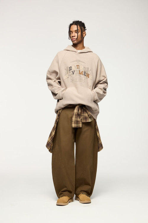 Vintage Washed Curved Cargo Pants - Khaki
