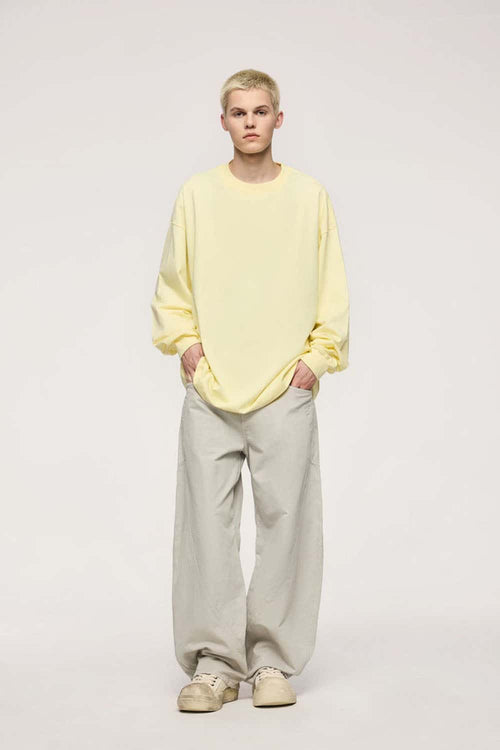 Vintage Washed Curved Cargo Pants - Apricot