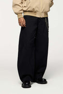Vintage Washed Curved Cargo Pants - Black