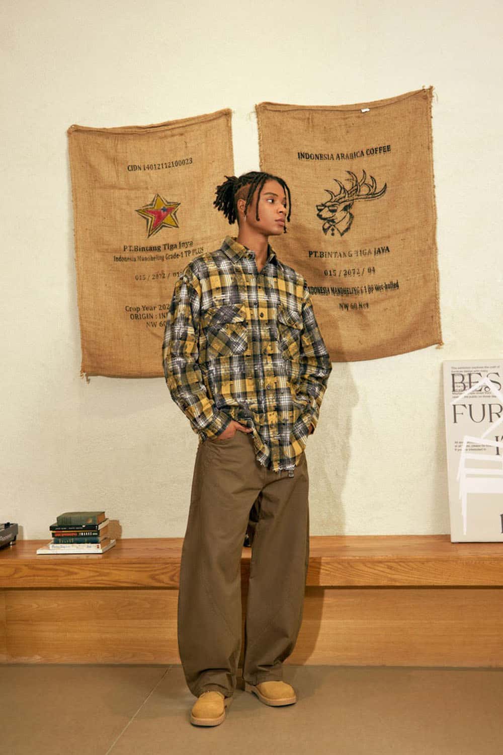 Vintage Washed Curved Cargo Pants - Khaki