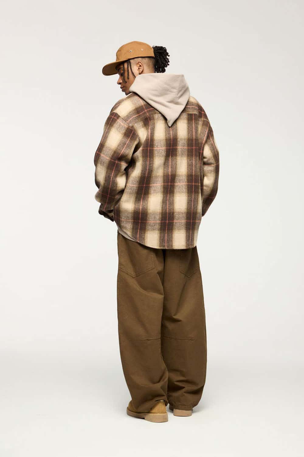Vintage Washed Curved Cargo Pants - Khaki