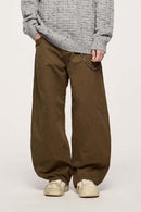 Vintage Washed Curved Cargo Pants - Khaki