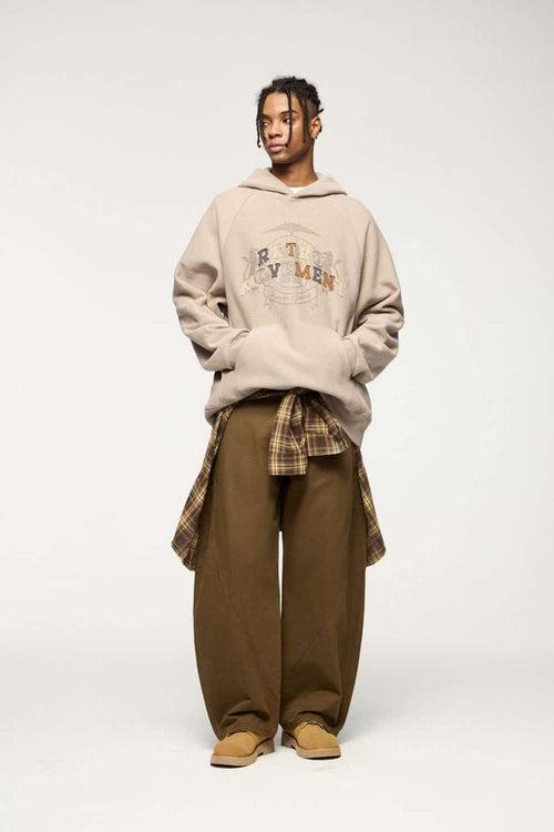 Vintage Washed Curved Cargo Pants - Khaki
