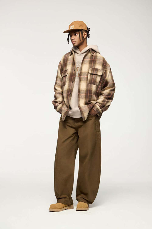 Vintage Washed Curved Cargo Pants - Khaki