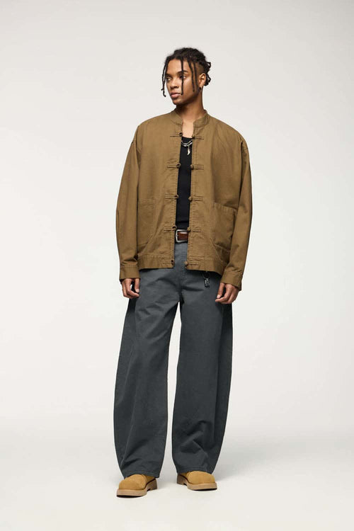 Vintage Washed Curved Cargo Pants - Rock Gray