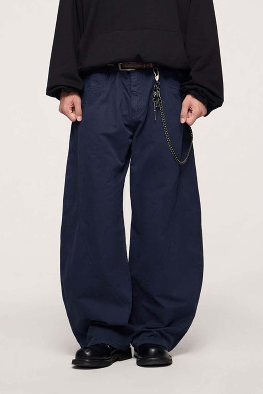 Vintage Washed Curved Cargo Pants - Royal Blue