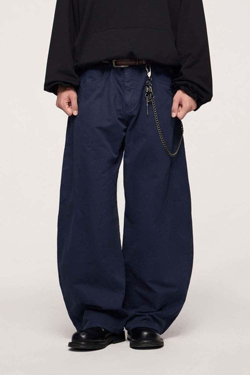 Vintage Washed Curved Cargo Pants - Royal Blue