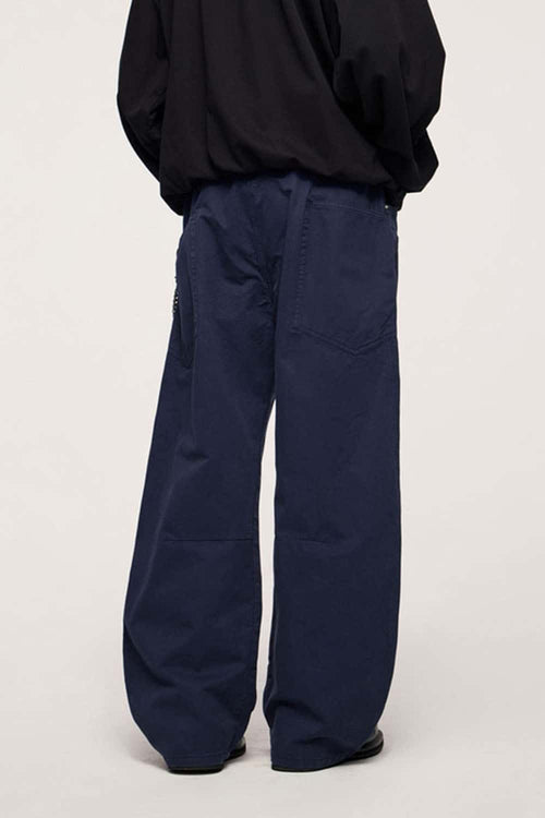 Vintage Washed Curved Cargo Pants - Royal Blue