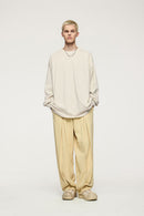 Accordion-Pleat Structured Sweatpants - Khaki