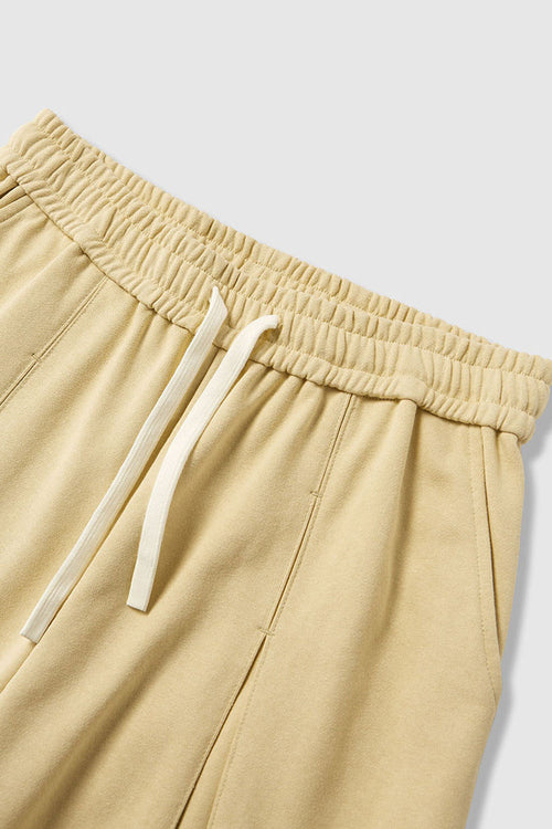 Accordion-Pleat Structured Sweatpants - Khaki