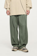 Accordion-Pleat Structured Sweatpants - Grayish Green