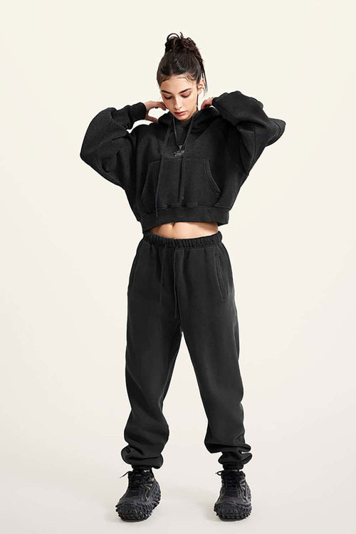 Raglan Fleece Cropped Hoodie - Fried Snowflakes