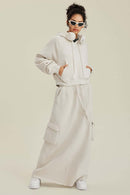 Raglan Fleece Cropped Hoodie - Gray Apricot